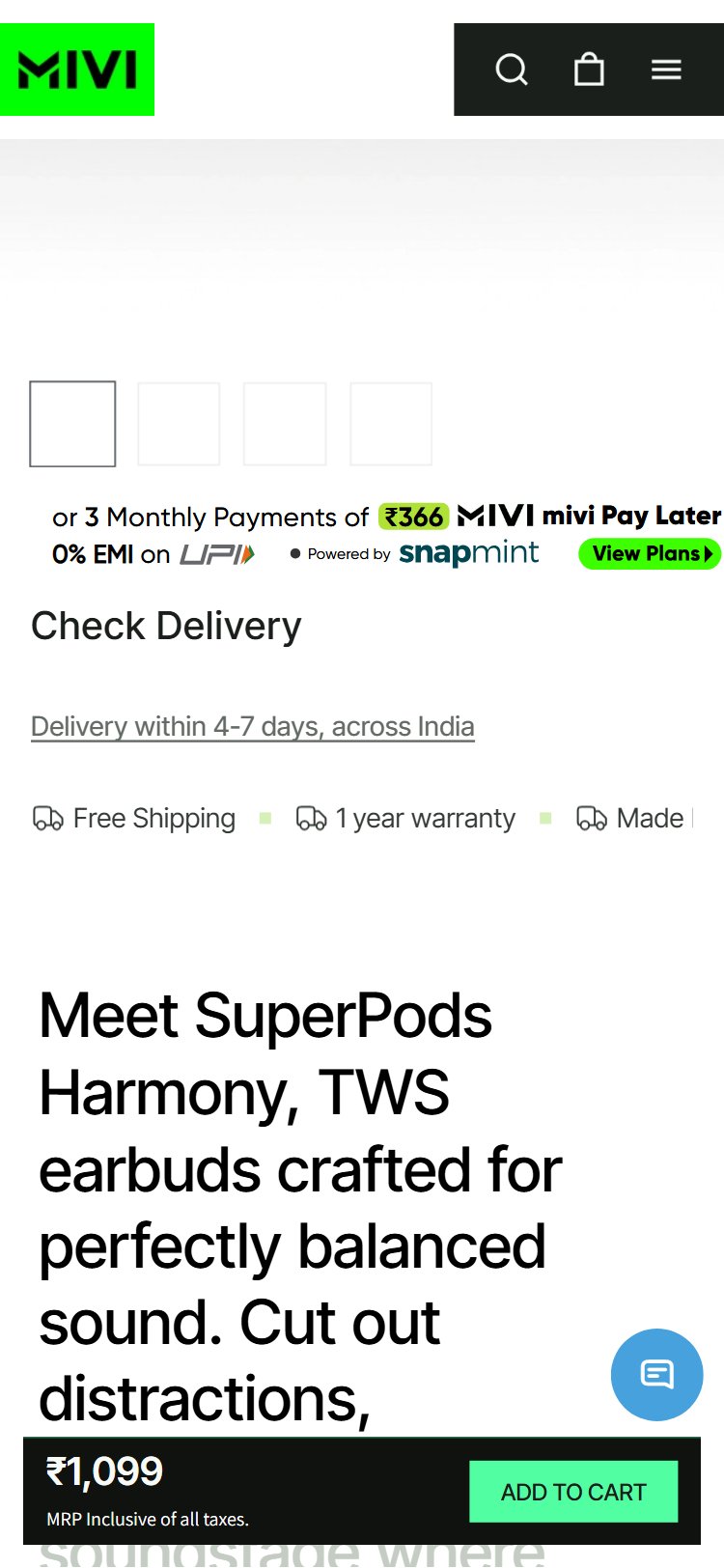 Mivi — Mobile (SuperPods Harmony PDP)